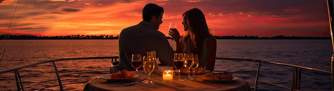 Couple on Yacht during sunset