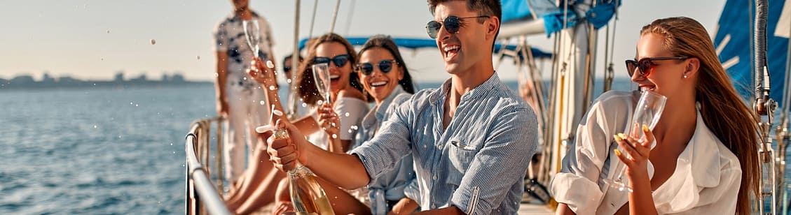 Friends on yacht