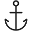 Black anchor icon on transparent background representing nautical themes or maritime navigation.