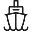Icon of a boat-shaped chandelier with a minimalist design.