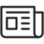 Newspaper icon representing news, media, and information updates, featuring rectangular and square shapes for easy recognition.