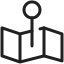 Map icon with location pin symbol indicating navigation or geographic positioning.