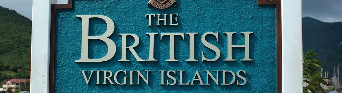 Welcome sign on the island of Tortola, British Virgin Islands